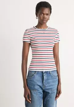 Футболка с принтом SLIM ESSENTIAL Tommy Jeans, кремовый