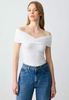 Футболка с принтом SLIM FIT BAROT COLLAR Jimmy Key, белый