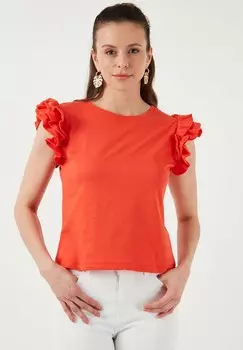 Футболка с принтом SLIM FIT LELA, коралл