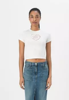 Футболка с принтом SLIM HEART TEE Tommy Jeans, слоновая кость