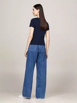 Футболка с принтом SLIM LINEAR TEE Tommy Jeans, темно-синий