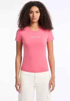 Футболка с принтом SLIM LOGO EMB Guess Jeans, розовый