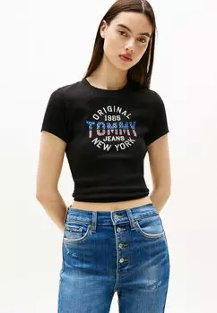 Футболка с принтом SLIM NEW YORK LOGO Tommy Jeans, черный
