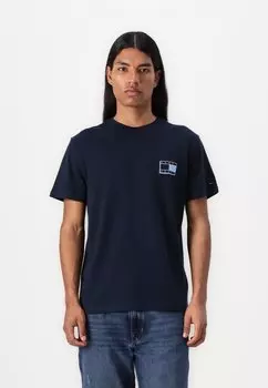 Футболка с принтом SLIM POP COLOR FLAG TEE Tommy Jeans, темно-синий