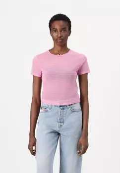 Футболка с принтом SLIM SCRIPT Tommy Jeans, розовый