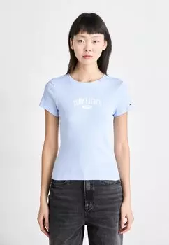 Футболка с принтом SLIM VARSITY TEE Tommy Jeans, светло-голубой