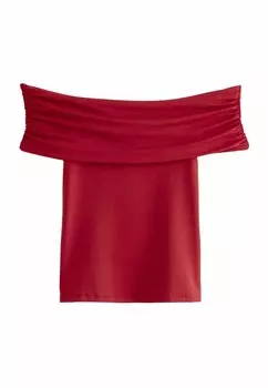 Футболка с принтом SLINKY BARDOT RUCHED GATHERED Next, красный