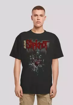 Футболка с принтом SLIPKNOT METAL BAND SHATTERED GLASS F4NT4STIC, цвет black