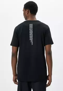 Футболка с принтом Slogan Crew Neck Short Sleeve Koton, черный