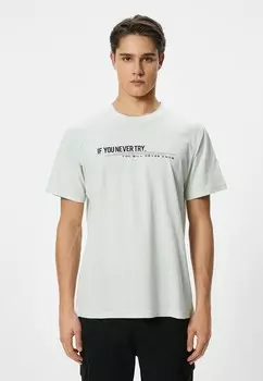 Футболка с принтом SLOGAN CREW NECK SHORT SLEEVE Koton, зеленый