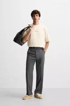 Футболка с принтом слогана ZARA, экрю
