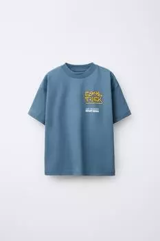 Футболка с принтом слогана ZARA, синий