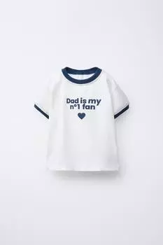 Футболка с принтом слогана ZARA, синий