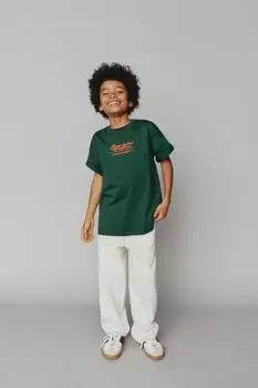 Футболка с принтом слогана ZARA, зеленый