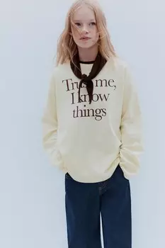 Футболка с принтом слогана ZARA, желтый