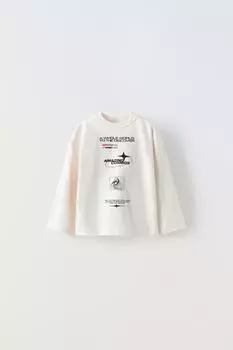 Футболка с принтом слоганов ZARA, бледно-розовый
