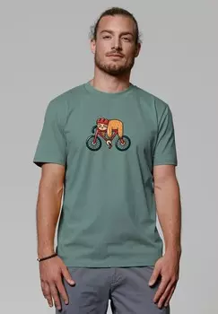 Футболка с принтом SLOTH watapparel, темно-зеленый