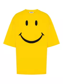 Футболка с принтом смайликов Moschino, желтый