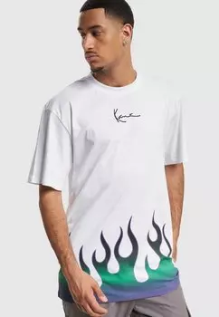 Футболка с принтом Small Signature Flame Karl Kani, белый