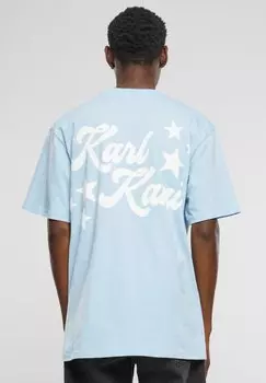 Футболка с принтом SMALL SIGNATURE HEAVY STAR Karl Kani, цвет light blue