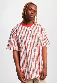 футболка с принтом Small Signature Logo Stripe Karl Kani, цвет red off white