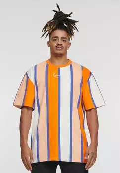 Футболка с принтом SMALL SIGNATURE STRIPE Karl Kani, цвет orange apricot off white