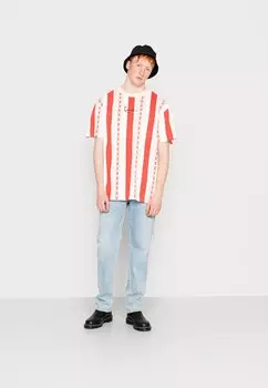 Футболка с принтом SMALL SIGNATURE STRIPE TEE UNISEX Karl Kani, красный