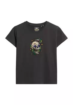 Футболка с принтом SMALL TATTOO RHINESTONE Superdry, черный