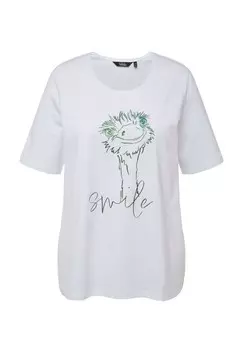 Футболка с принтом SMILE SHORT SLEEVE GRAPHIC Ulla Popken, белый