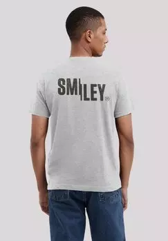 Футболка с принтом SMILEY ICON DARK F4NT4STIC, серый