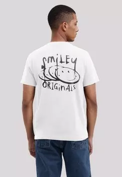 Футболка с принтом SMILEY ORIGINALS PUNK DRIPPY STREETWEAR GRAPHIC F4NT4STIC, белый