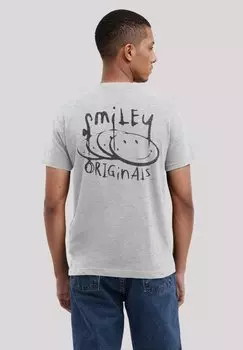 Футболка с принтом SMILEY ORIGINALS PUNK DRIPPY STREETWEAR GRAPHIC F4NT4STIC, серый