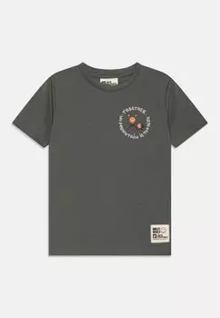 Футболка с принтом SMILEYWORLD TOGETHER UNISEX Jack Wolfskin, цвет slate green
