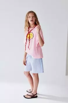 Футболка с принтом smileyworld ZARA, розовый