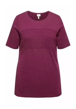 Футболка с принтом SMOCKED PANEL SHORT SLEEVE Ulla Popken, цвет Berry