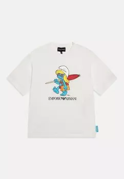 Футболка с принтом SMURFS UNISEX Emporio Armani, цвет bianco/off-white