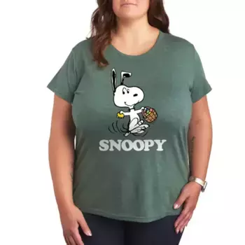 Футболка с принтом Snoopy и корзиной арахиса Licensed Character, зеленый