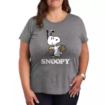 Футболка с принтом Snoopy и корзиной арахиса Licensed Character, серый