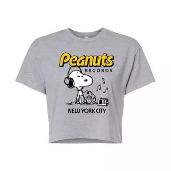 Футболка с принтом Snoopy и наушниками Peanuts Records для подростков Licensed Character, серый