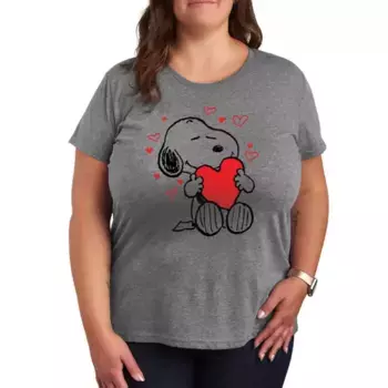 Футболка с принтом Snoopy и сердечками в арахисах Licensed Character, серый