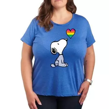 Футболка с принтом Snoopy, радугой и сердечками в горошек Licensed Character, синий