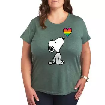 Футболка с принтом Snoopy, радугой и сердечками в горошек Licensed Character, зеленый