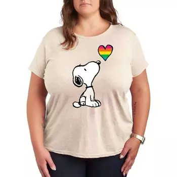 Футболка с принтом Snoopy, радугой и сердечками в горошек Licensed Character, бежевый