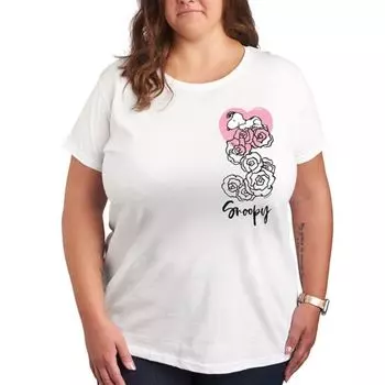 Футболка с принтом Snoopy, розами и арахисом Licensed Character, белый