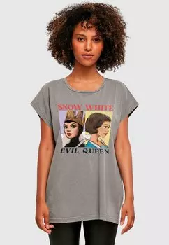 Футболка с принтом SNOW WHITE AND EVIL QUEEN ACID WASHED ABSOLUTE CULT, темно-серый