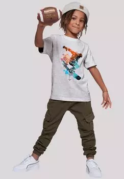 Футболка с принтом SNOWBOARDER F4NT4STIC, цвет heather grey