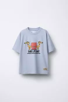 Футболка с принтом собаки ZARA, средне-синий