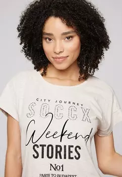 Футболка с принтом Soccx, бежевый