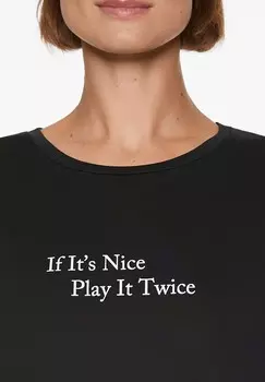 Футболка с принтом SOFT TOUCH SLEEVED SLOGAN OYSHO, черный