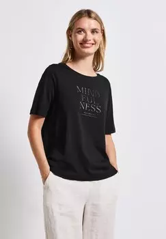 Футболка с принтом SOFTES MIT WORDING Street One, черный